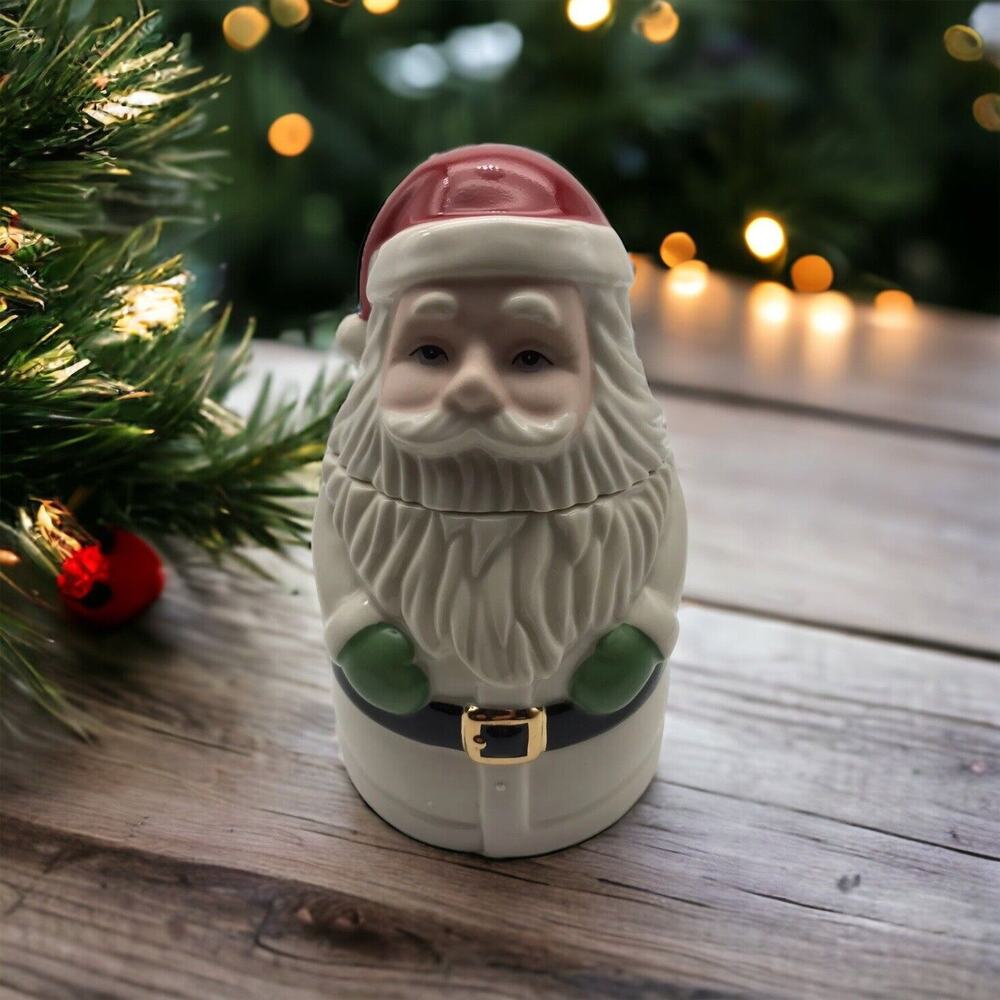 Lenox Santa Peppermint Treat Candy‎ or Snack Cute Jar 2018 7" Christmas Holiday
